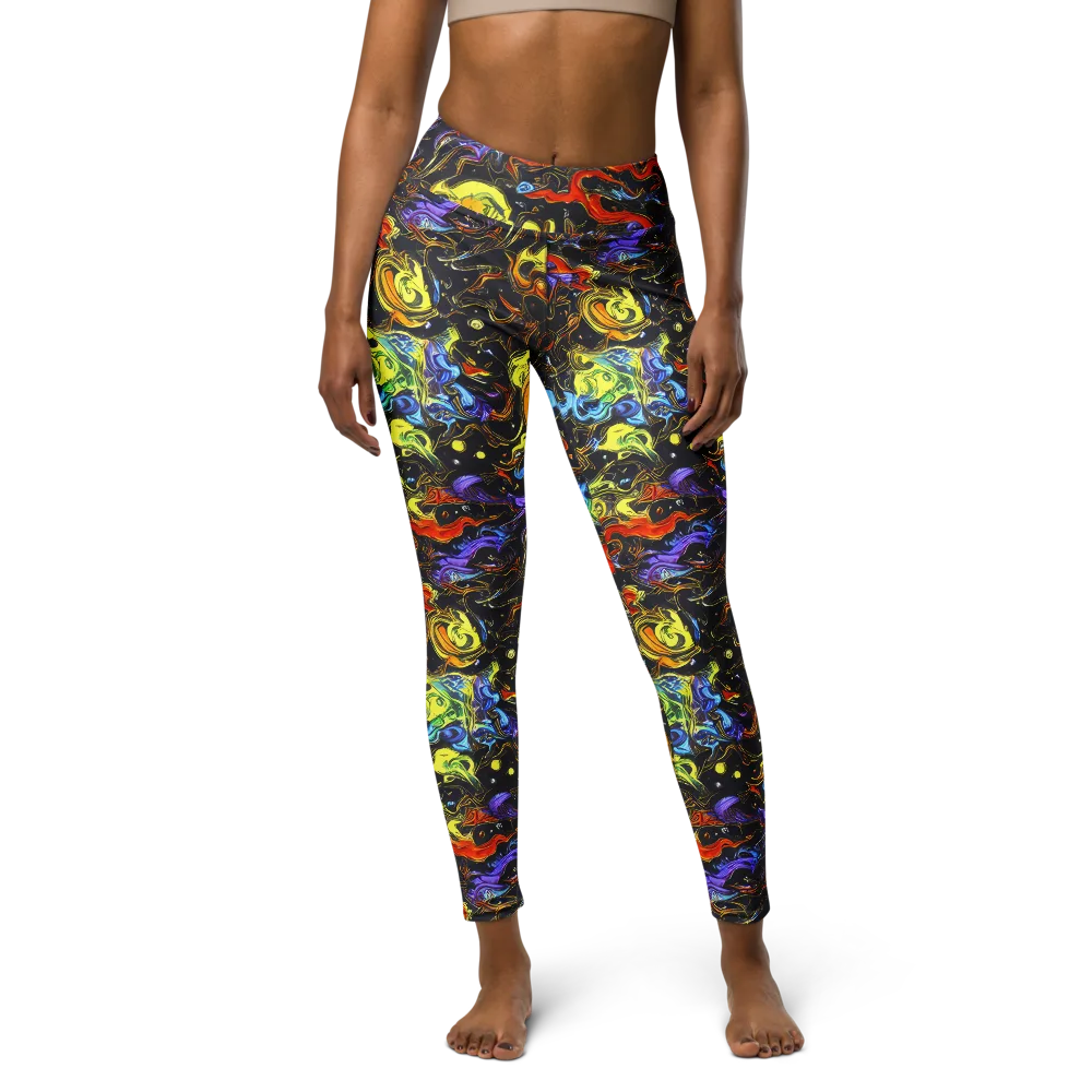 Ultraviolet Ocean on Yoga Leggings — Front