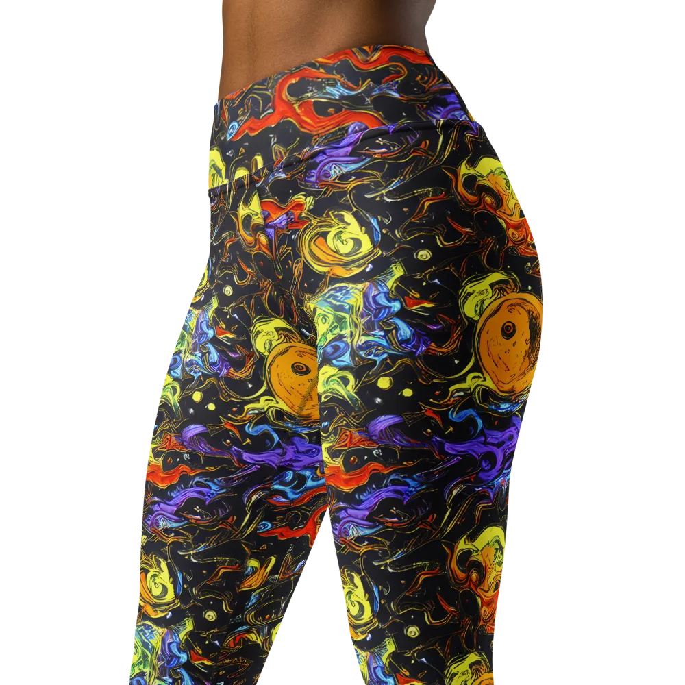 Ultraviolet Ocean on Yoga Leggings — Left Front