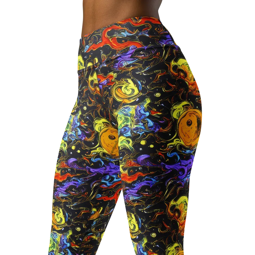 Ultraviolet Ocean on Yoga Leggings — Left Front