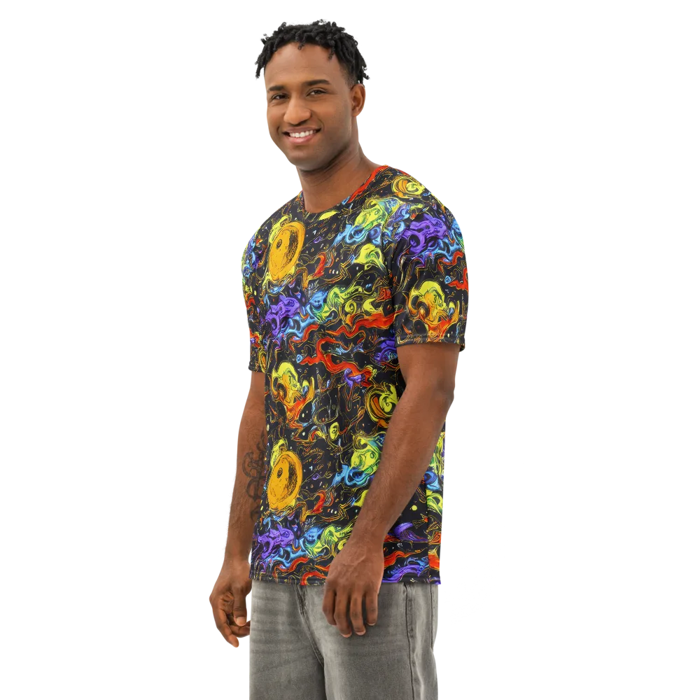 Ultraviolet Ocean on Men's Cotton Crew Neck T-Shirt — Left Front