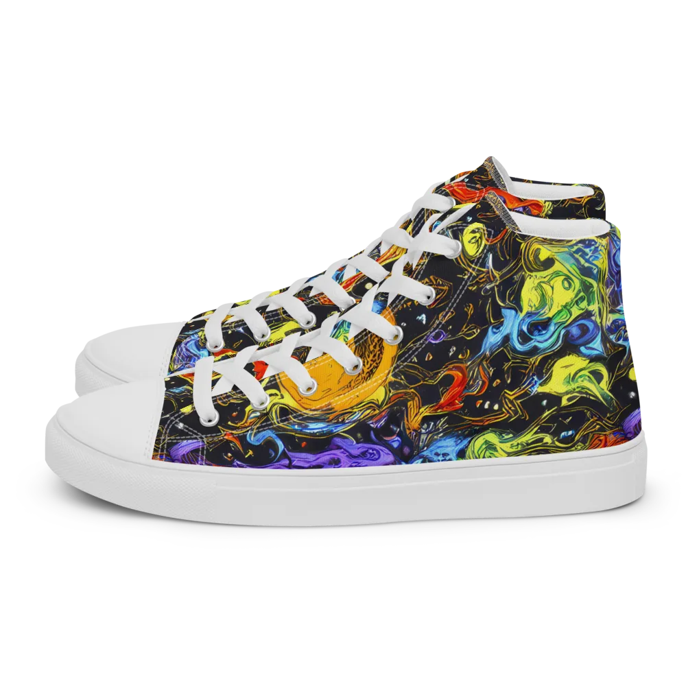 Ultraviolet Ocean on Men's High Top Canvas Shoes — Left