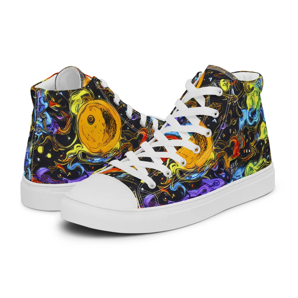 Ultraviolet Ocean on Men's High Top Canvas Shoes — Left