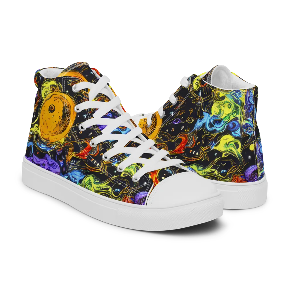 Ultraviolet Ocean on Men's High Top Canvas Shoes — Right