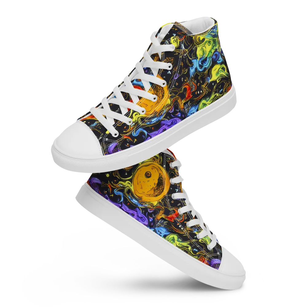 Ultraviolet Ocean on Men's High Top Canvas Shoes — Front