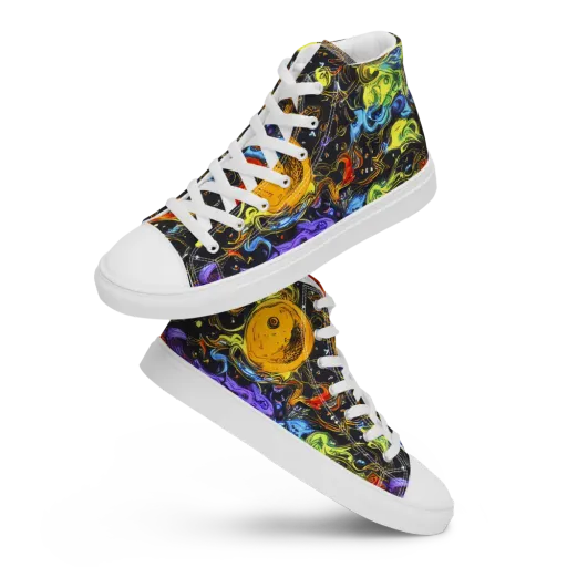 Ultraviolet Ocean on a Men's High Top Canvas Shoes