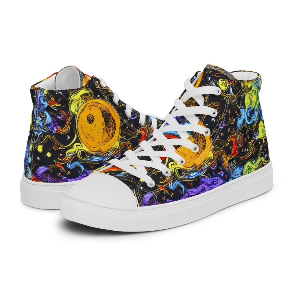 Ultraviolet Ocean on Women's High Top Canvas Shoes — Left