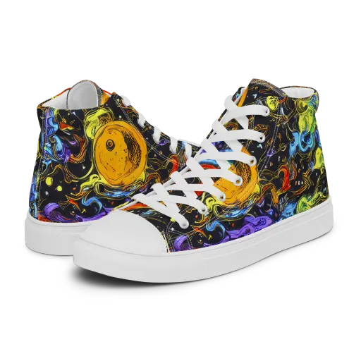 Ultraviolet Ocean on a Women's High Top Canvas Shoes