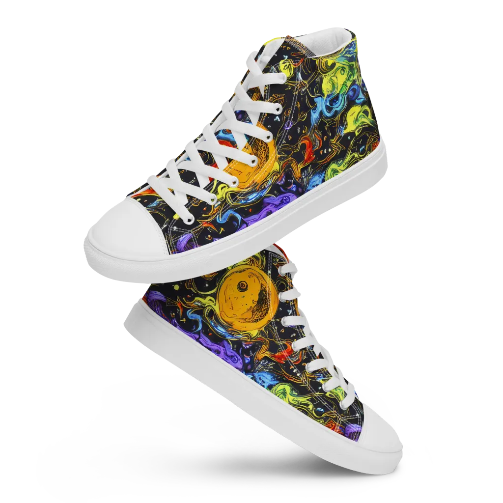 Ultraviolet Ocean on Women's High Top Canvas Shoes — Front