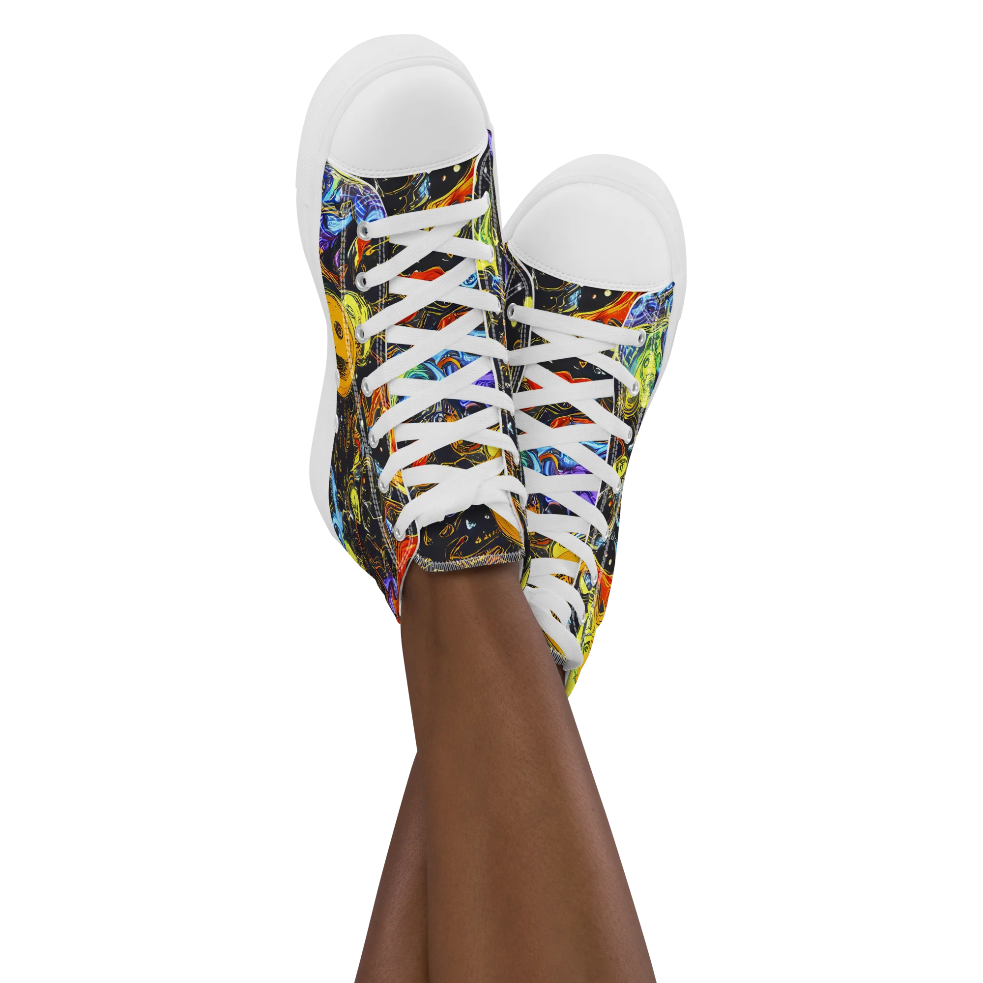 Ultraviolet Ocean on Women's High Top Canvas Shoes — Front