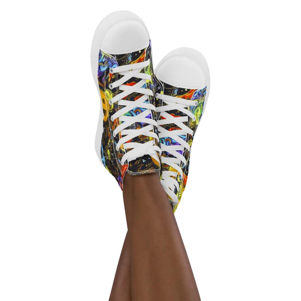 Ultraviolet Ocean on Women's High Top Canvas Shoes — Front