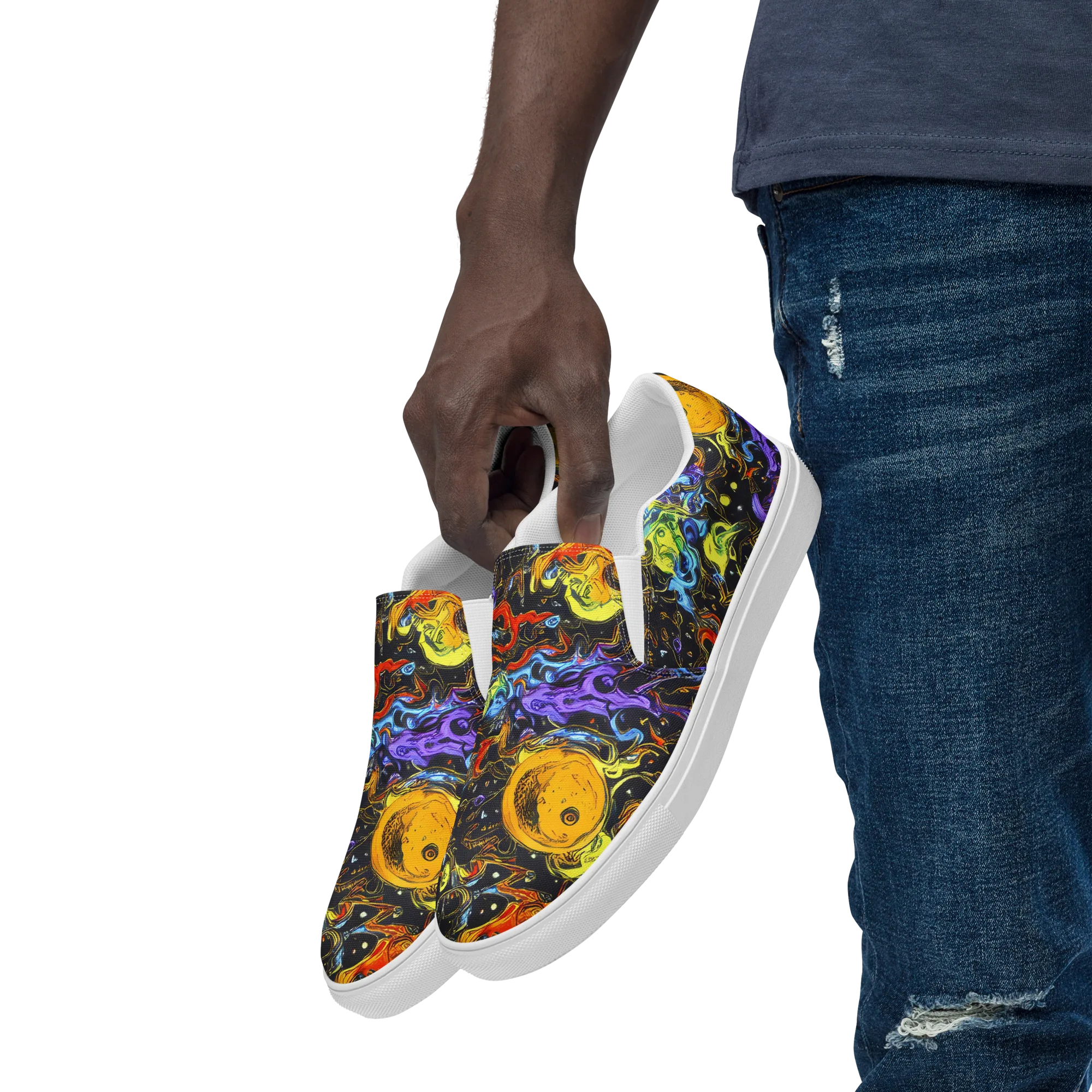 Ultraviolet Ocean on Men's Slip-On Canvas Shoes — Left Front