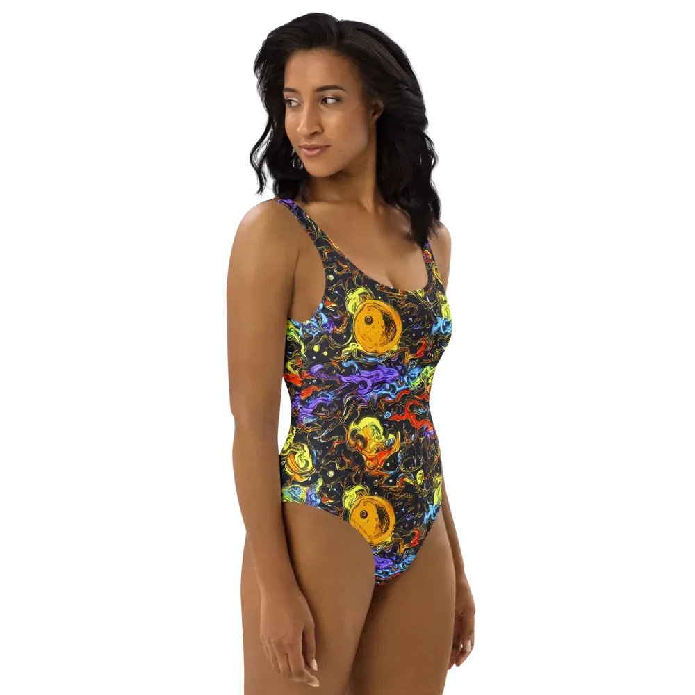 Ultraviolet Ocean on One-Piece Swimsuit — Right