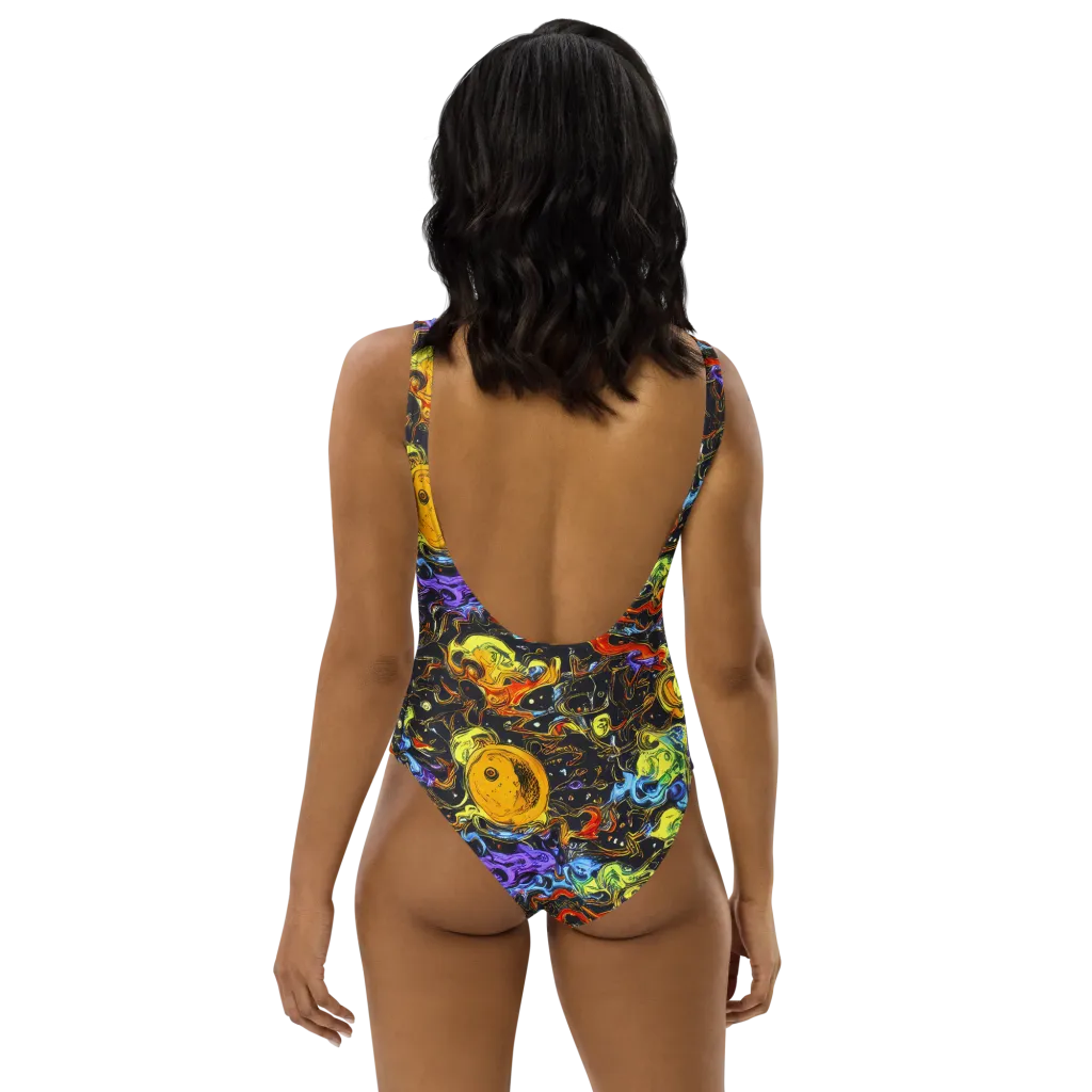 Ultraviolet Ocean on One-Piece Swimsuit — Back