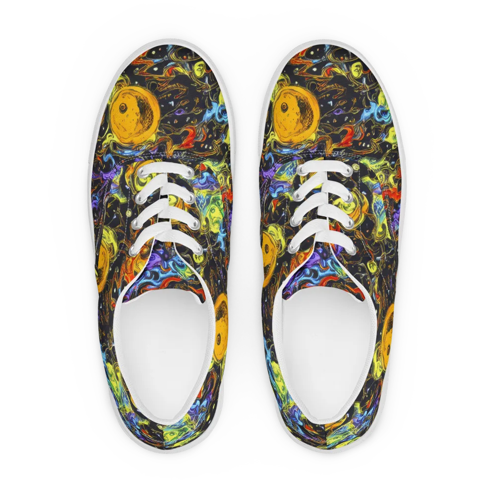 Ultraviolet Ocean on Men's Lace-Up Canvas Shoes — Front