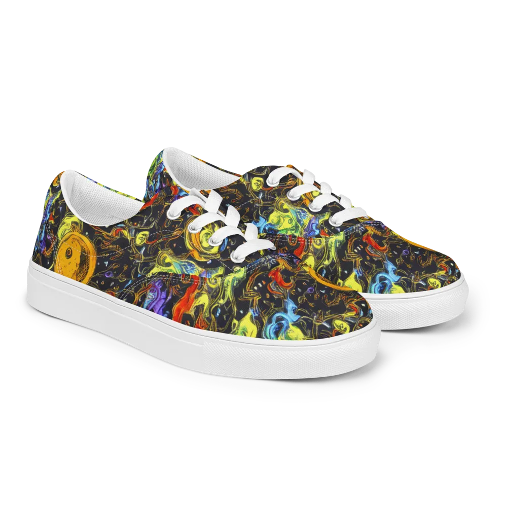 Ultraviolet Ocean on Men's Lace-Up Canvas Shoes — Right Front