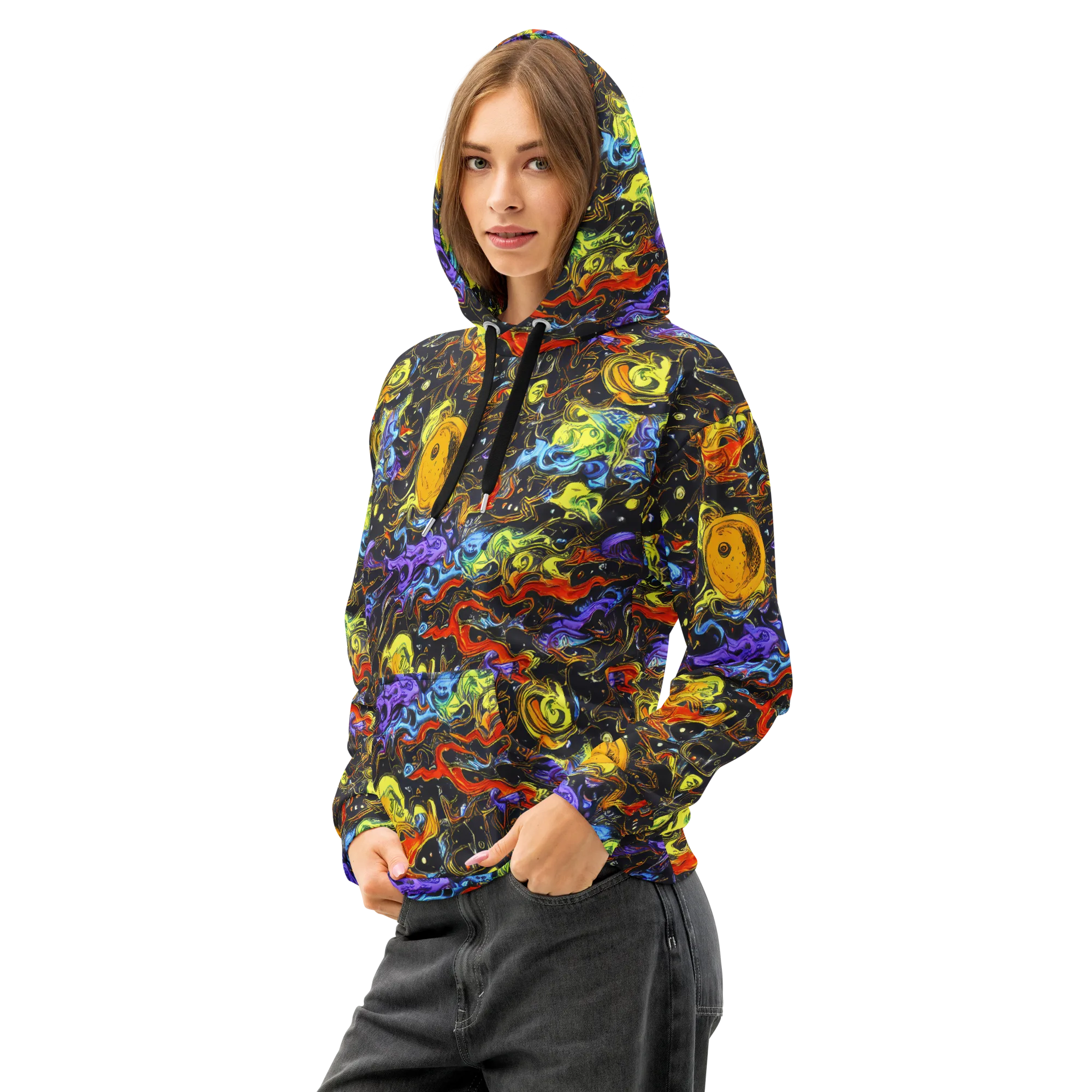 Ultraviolet Ocean on Cotton Hoodie — Left Front