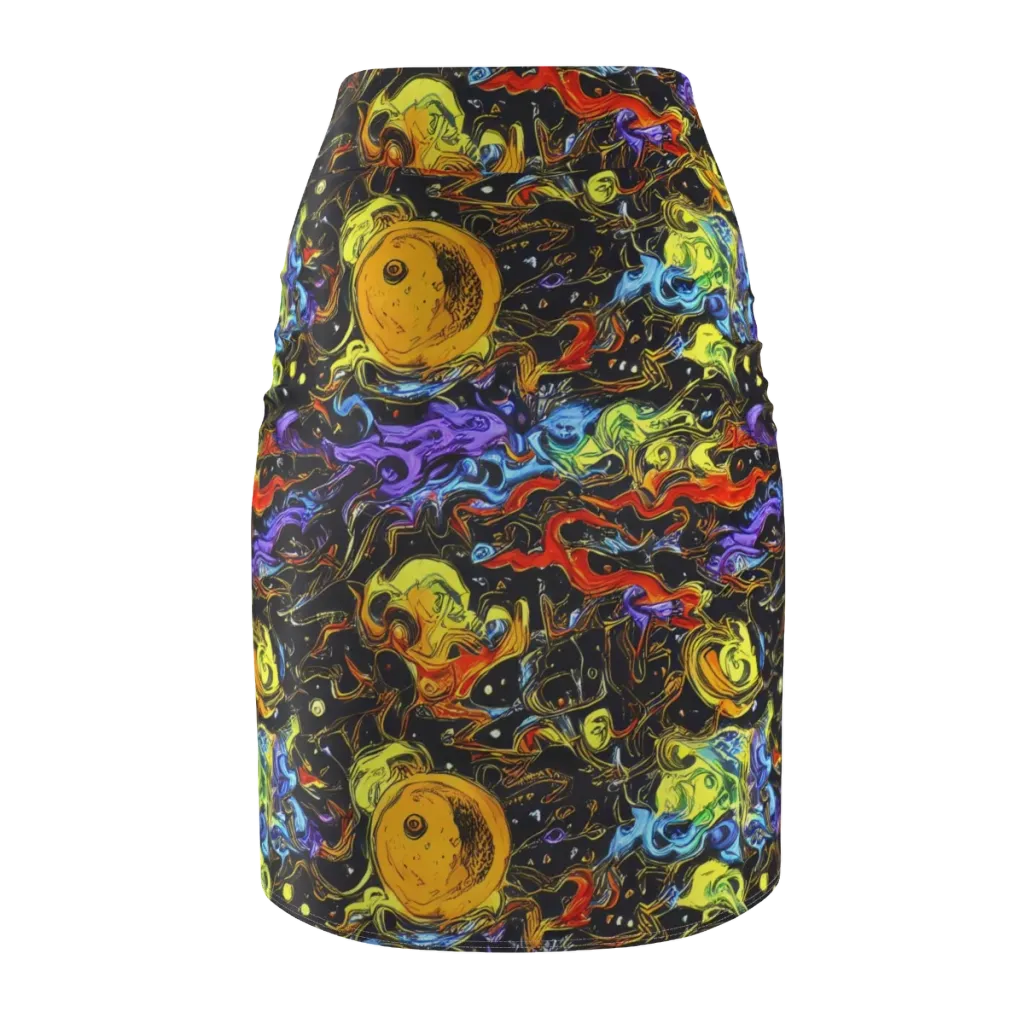 Ultraviolet Ocean on Pencil Skirt — Back