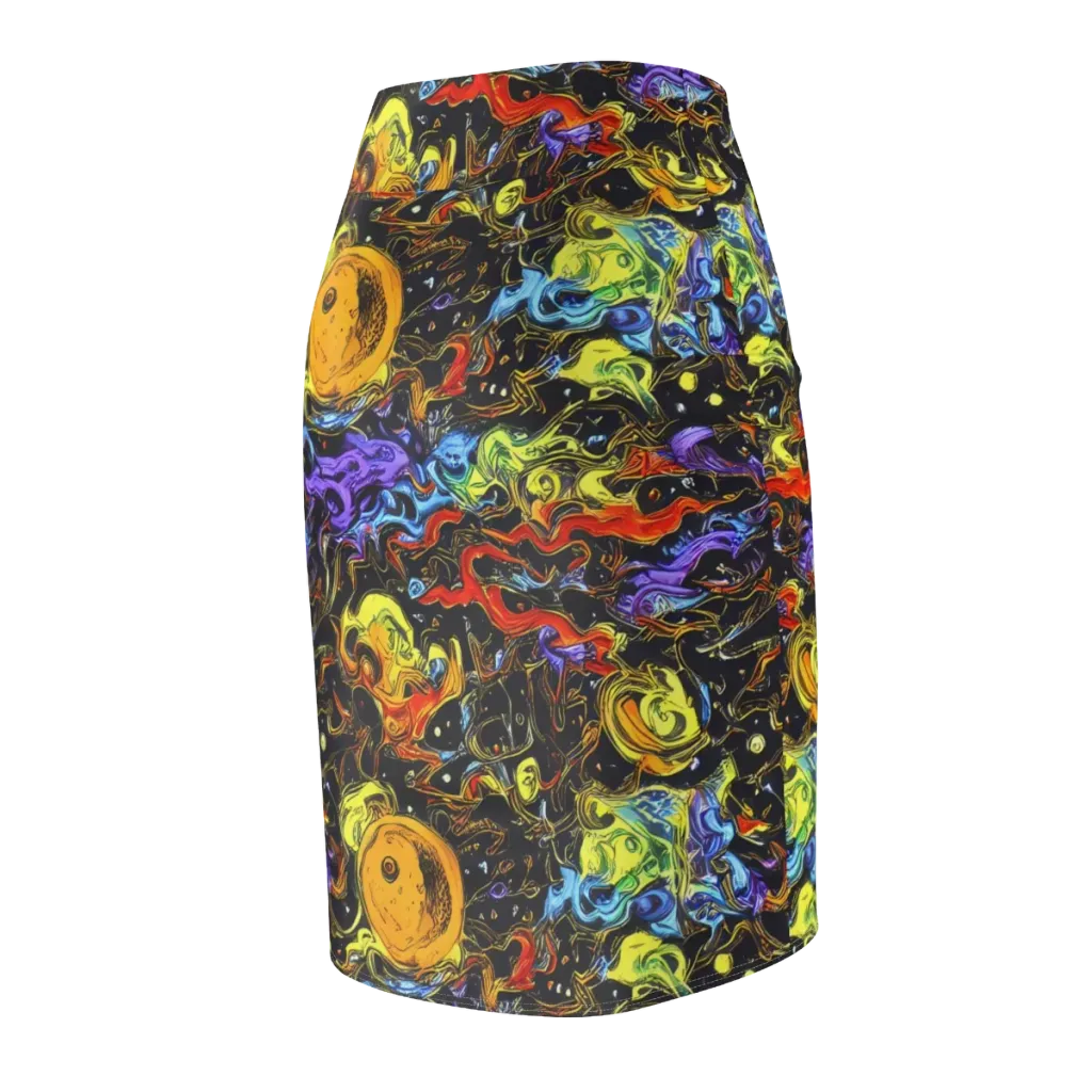 Ultraviolet Ocean on Pencil Skirt — Back Side