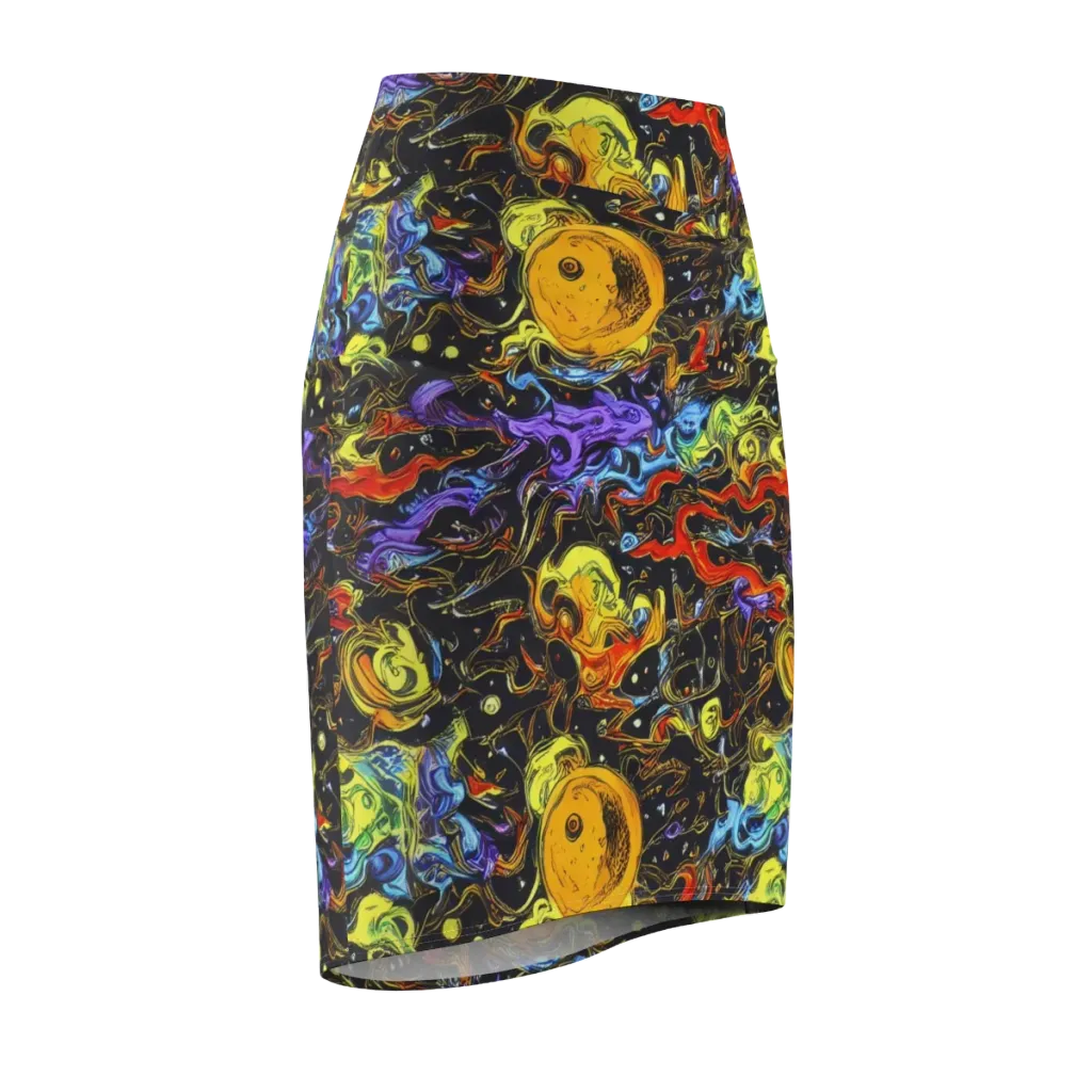 Ultraviolet Ocean on Pencil Skirt — Front Side