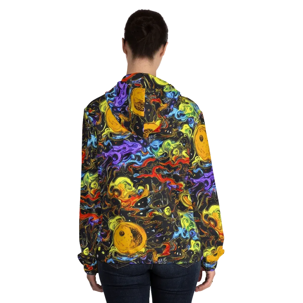 Ultraviolet Ocean on Women's Full-Zip Hoodie — Back On Person