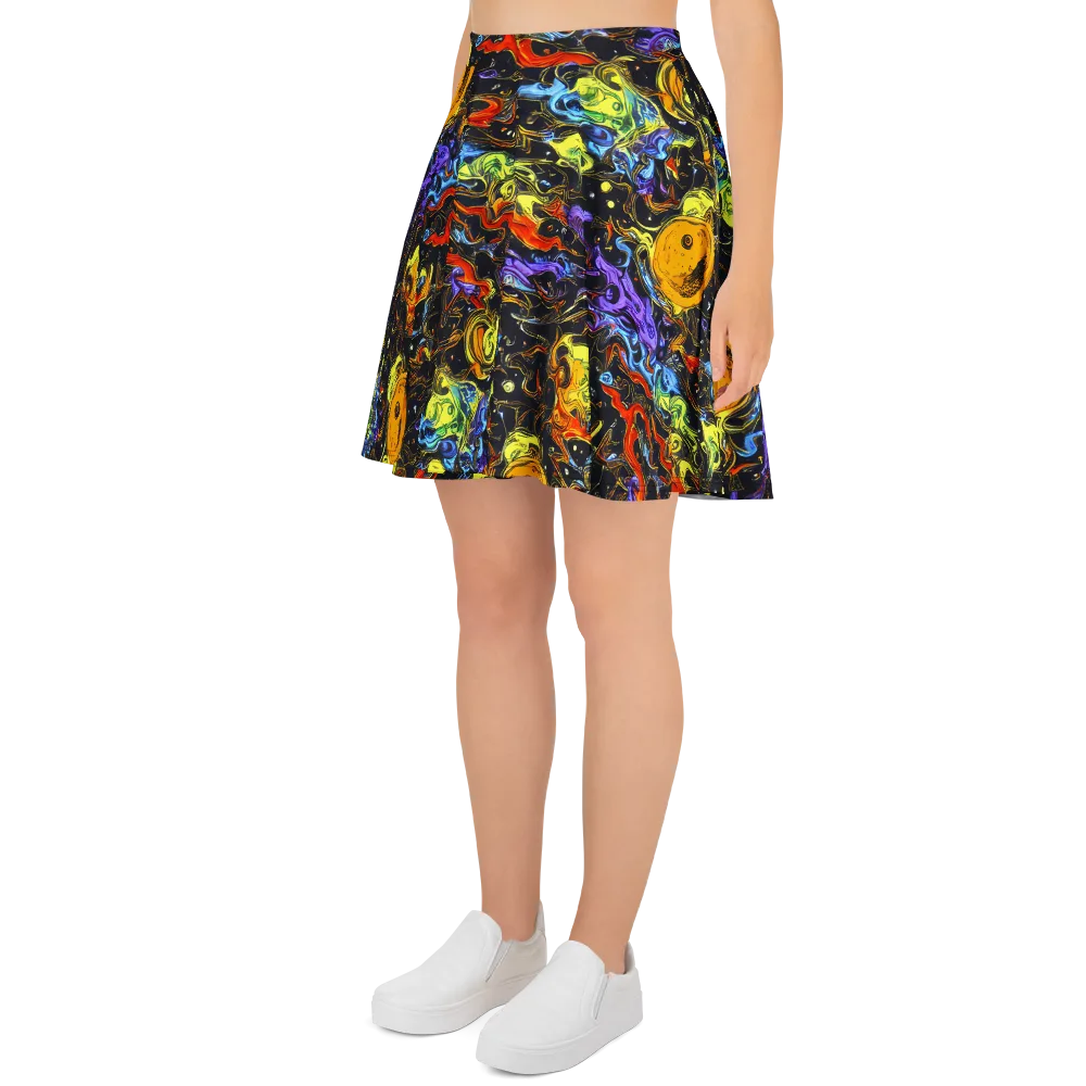 Ultraviolet Ocean on Skater Skirt — Left