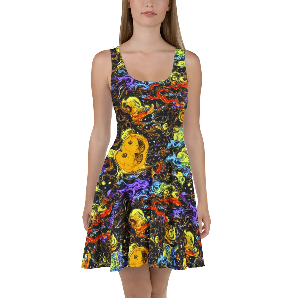 Ultraviolet Ocean on Skater Dress — Front