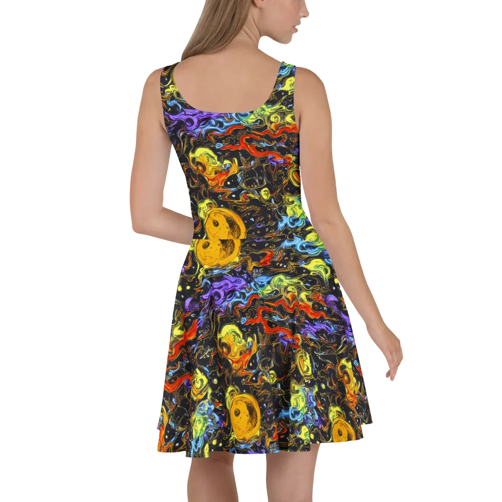 Ultraviolet Ocean on Skater Dress — Back