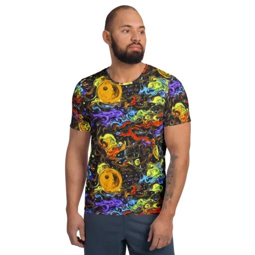 Ultraviolet Ocean on a Men's Athletic T-Shirt