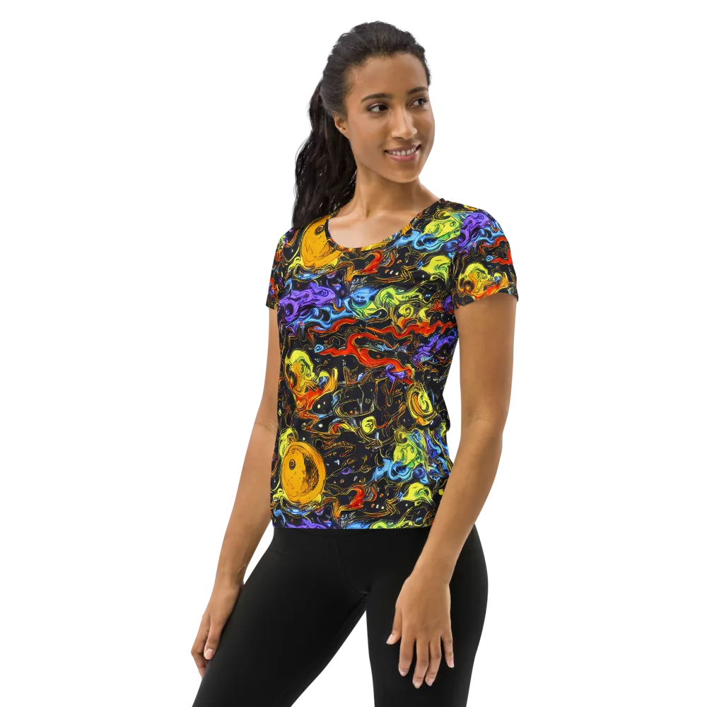 Ultraviolet Ocean on Women's Athletic T-Shirt — Left