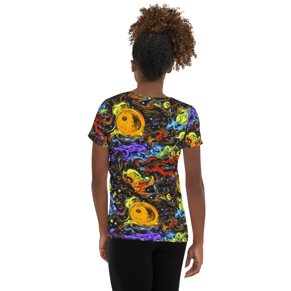 Ultraviolet Ocean on Women's Athletic T-Shirt — Back
