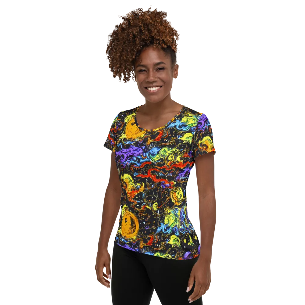 Ultraviolet Ocean on Women's Athletic T-Shirt — Left