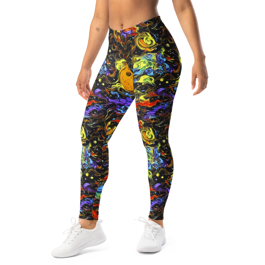 Ultraviolet Ocean on Leggings — Left Front