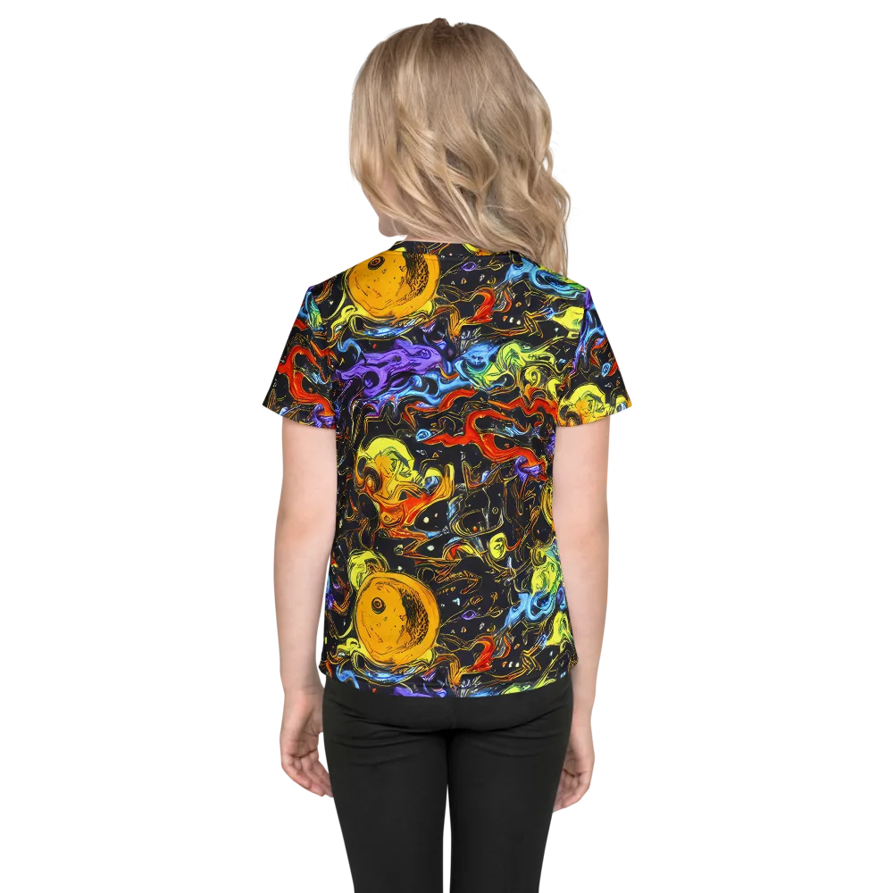 Ultraviolet Ocean on Kids Crew Neck T-Shirt — Back