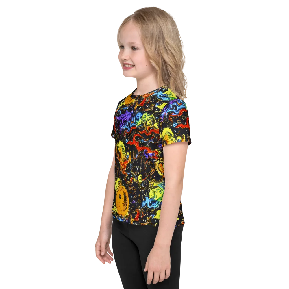 Ultraviolet Ocean on Kids Crew Neck T-Shirt — Left