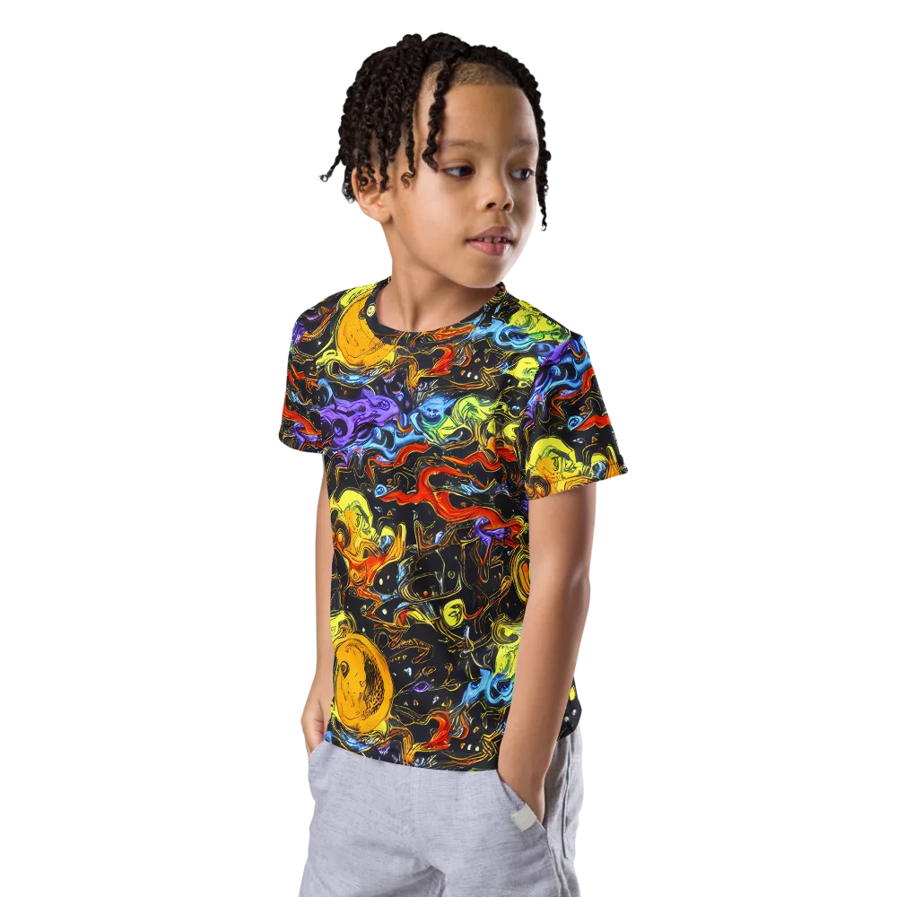 Ultraviolet Ocean on Kids Crew Neck T-Shirt — Left Front