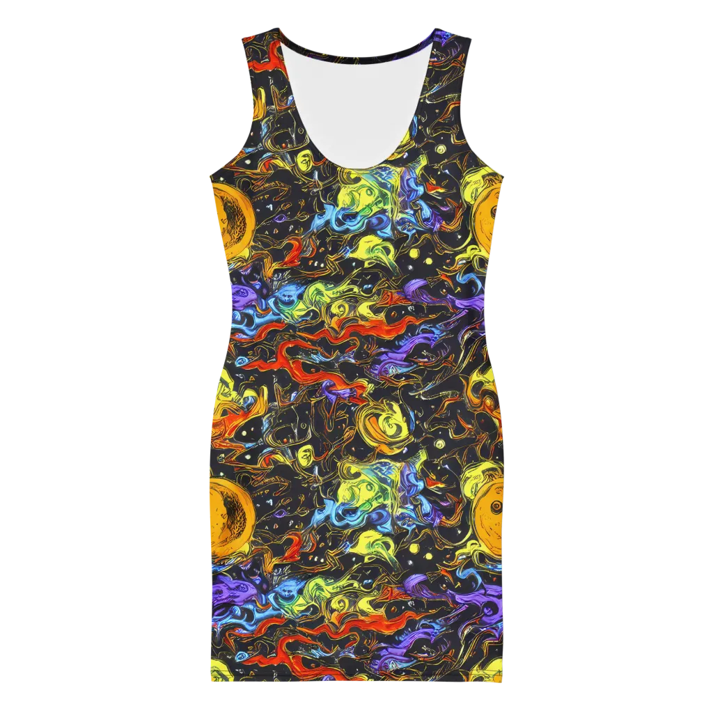 Ultraviolet Ocean on Bodycon Dress — Front