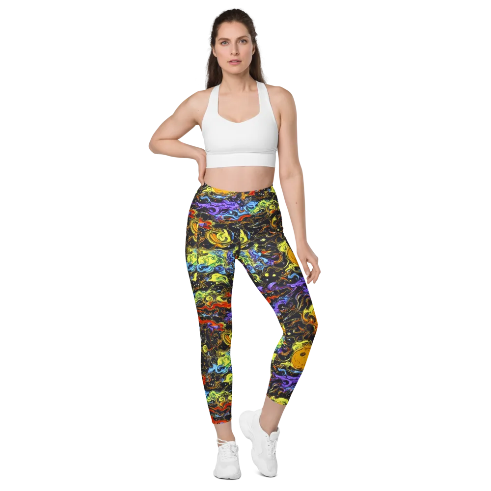 Ultraviolet Ocean on Leggings with Pockets — Front