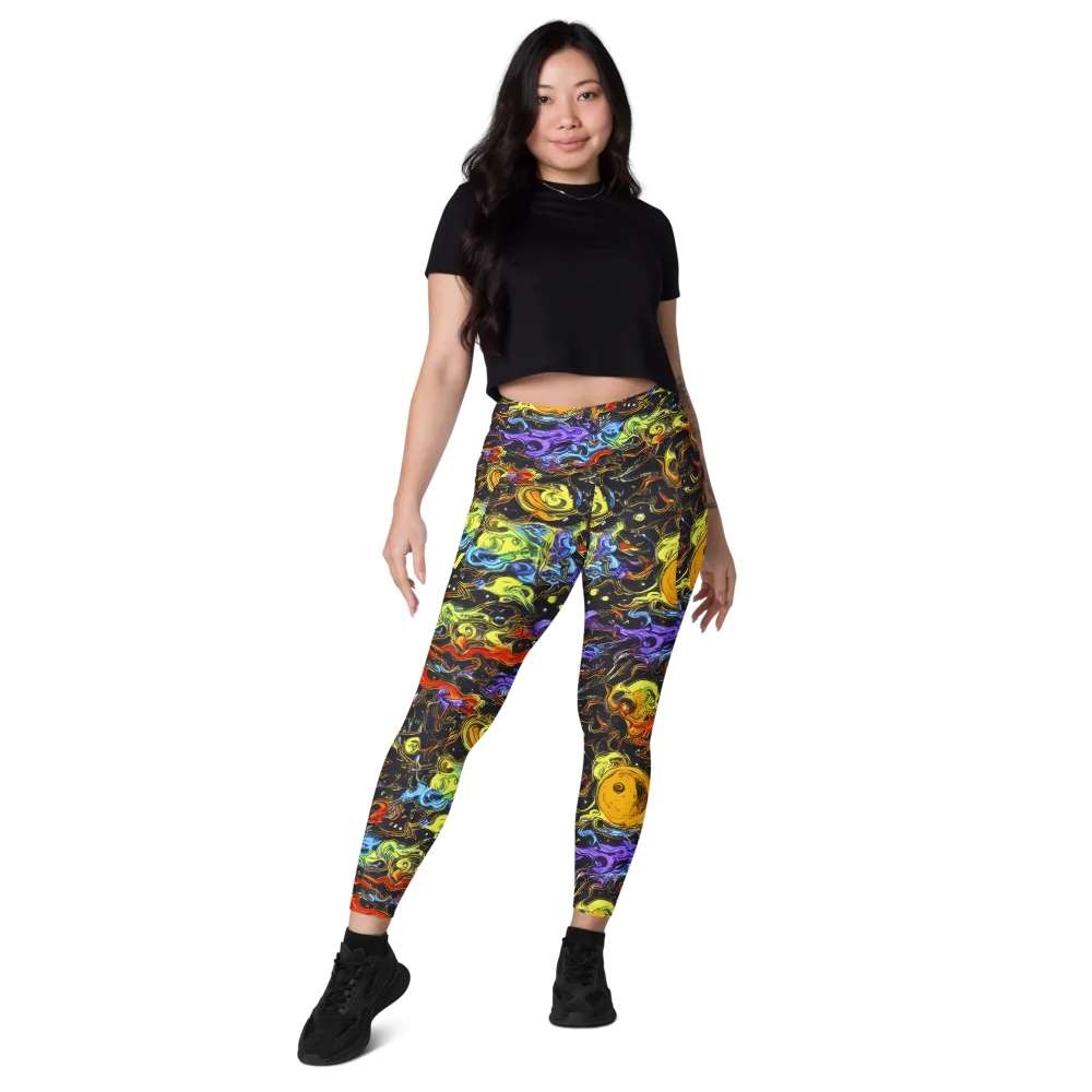 Ultraviolet Ocean on Leggings with Pockets — Front