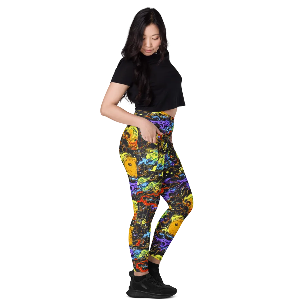 Ultraviolet Ocean on Leggings with Pockets — Right