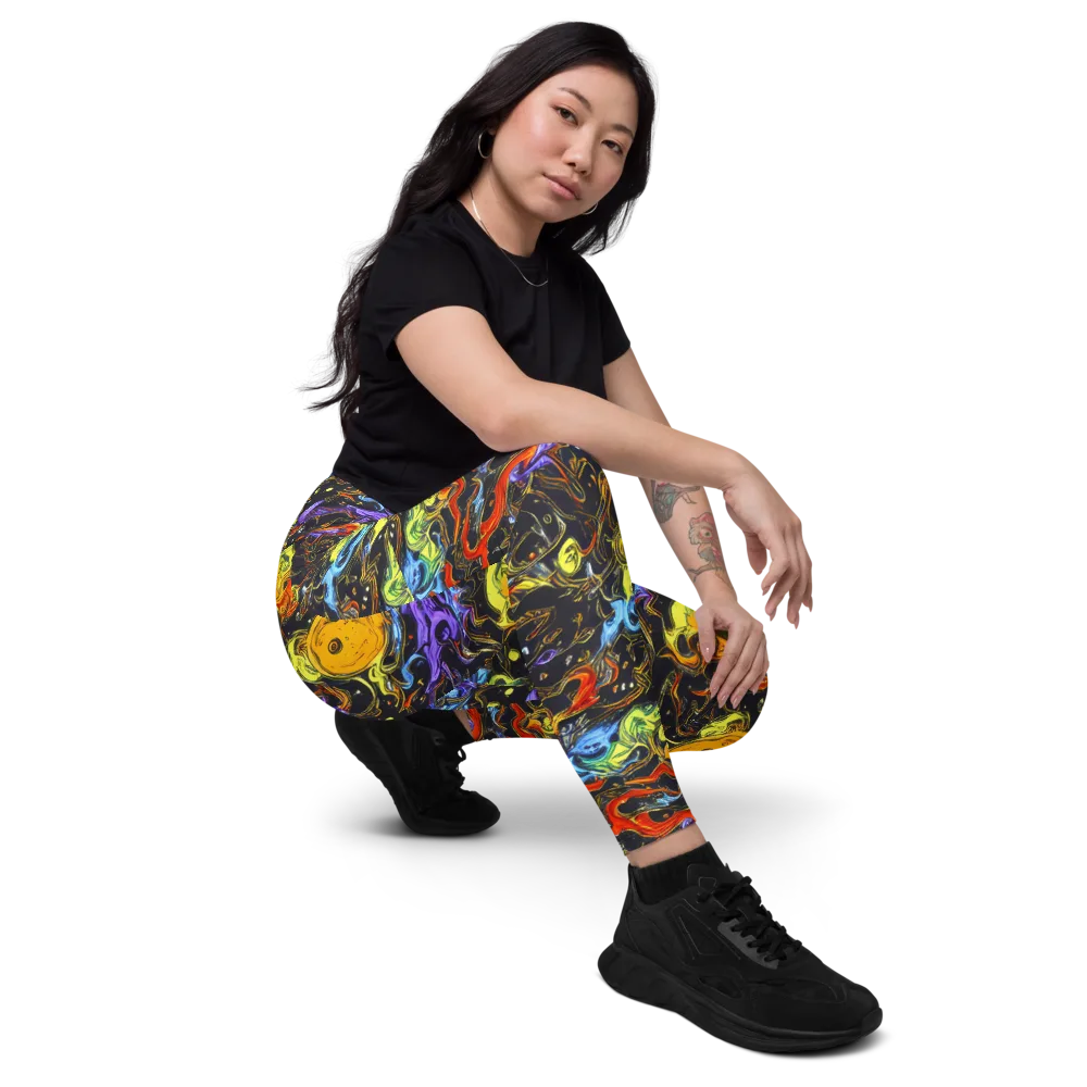 Ultraviolet Ocean on Leggings with Pockets — Right Front