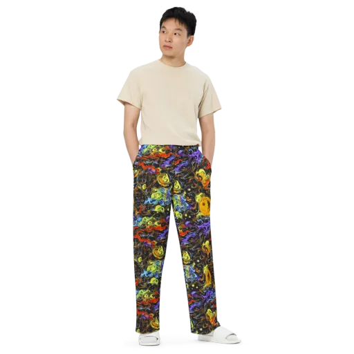 Ultraviolet Ocean on a Wide-Leg Pants