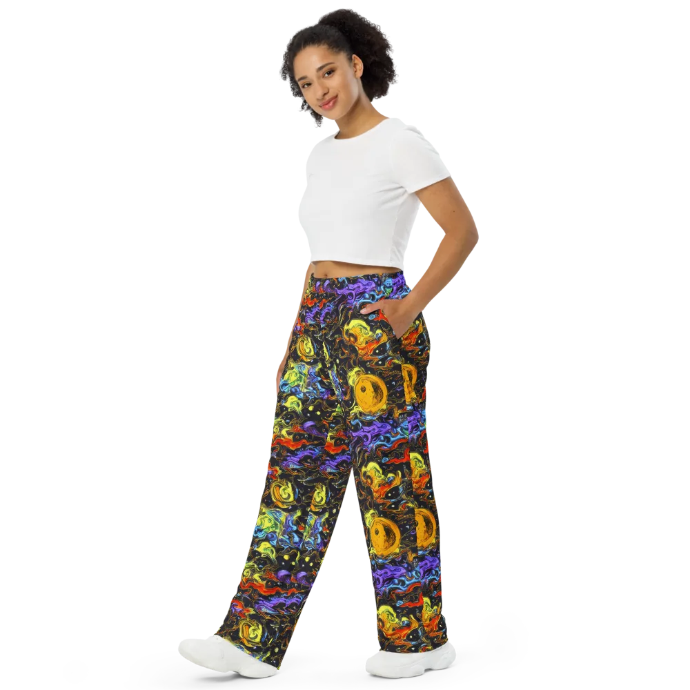 Ultraviolet Ocean on Wide-Leg Pants — Left Front
