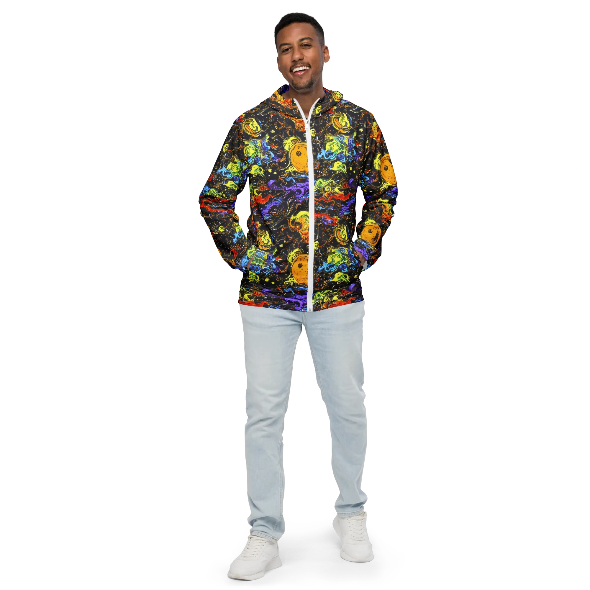 Ultraviolet Ocean on Men's Windbreaker — Front