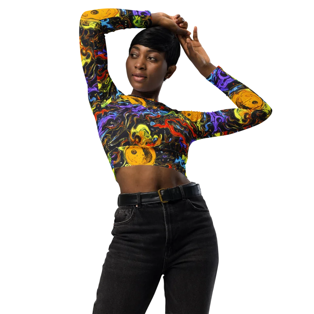 Ultraviolet Ocean on Long Sleeve Crop Top — Front