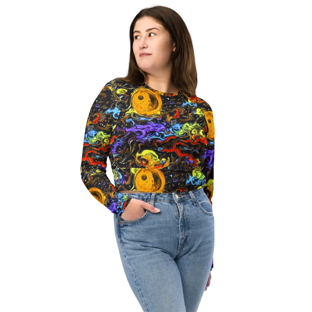 Ultraviolet Ocean on Long Sleeve Crop Top — Front