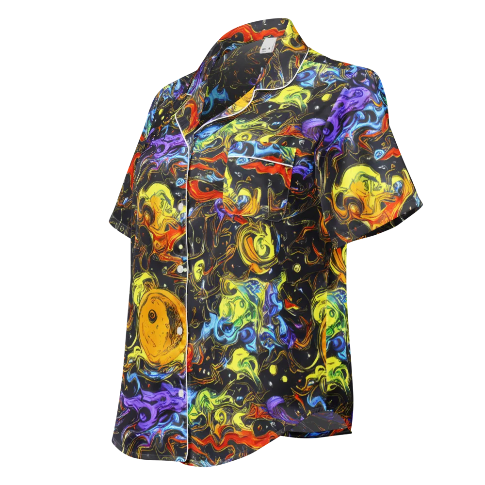 Ultraviolet Ocean on Women's Short Sleeve Pajama Top — Left Front