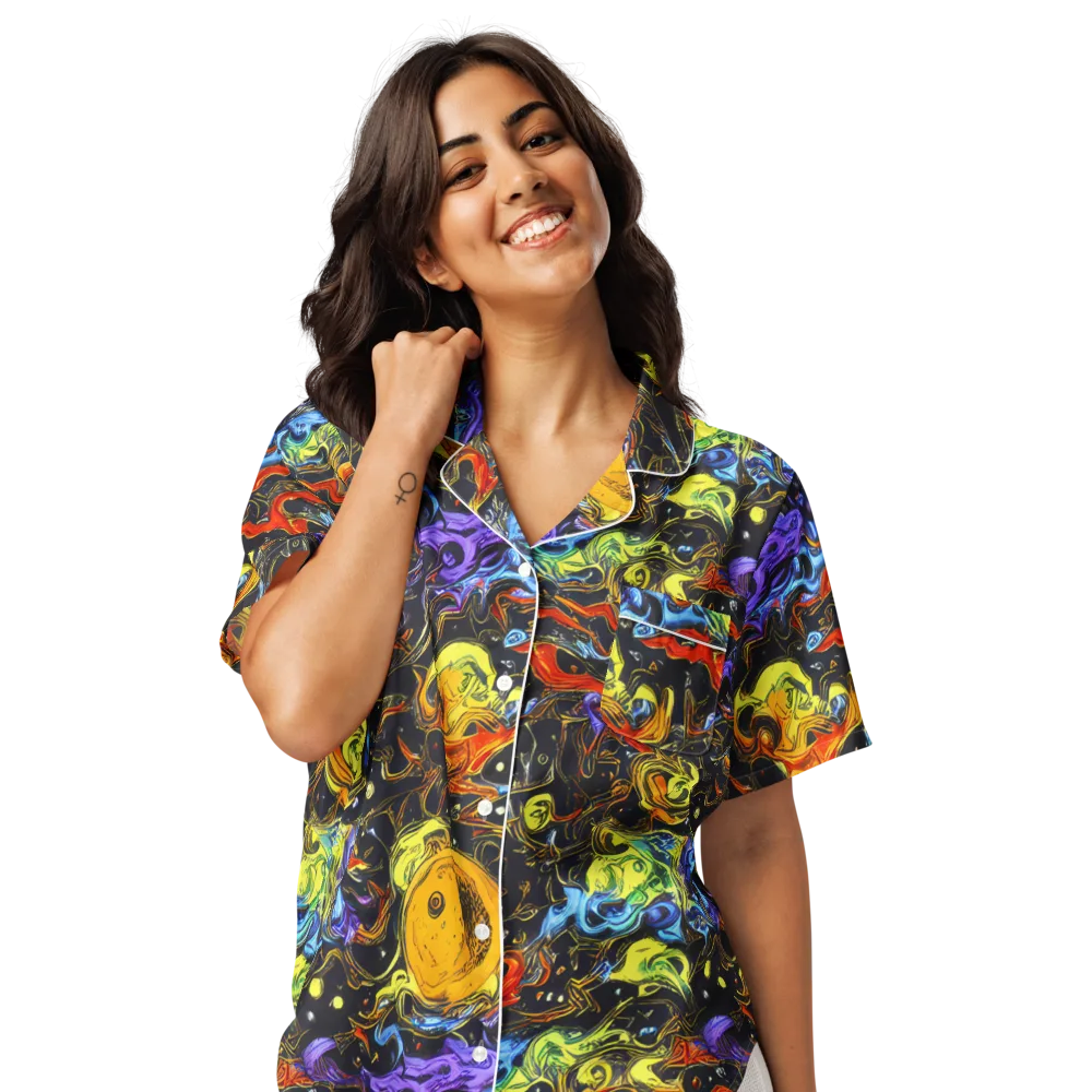 Ultraviolet Ocean on Women's Short Sleeve Pajama Top — Front