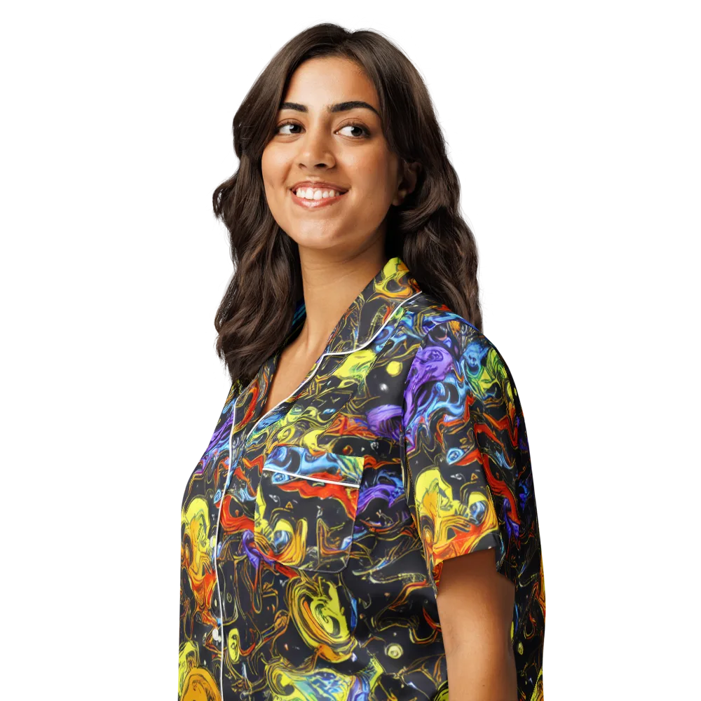 Ultraviolet Ocean on Women's Short Sleeve Pajama Top — Left Front