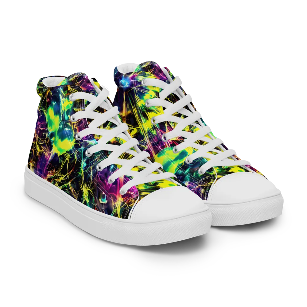 Acid Rainfall on Men's High Top Canvas Shoes — Right Front