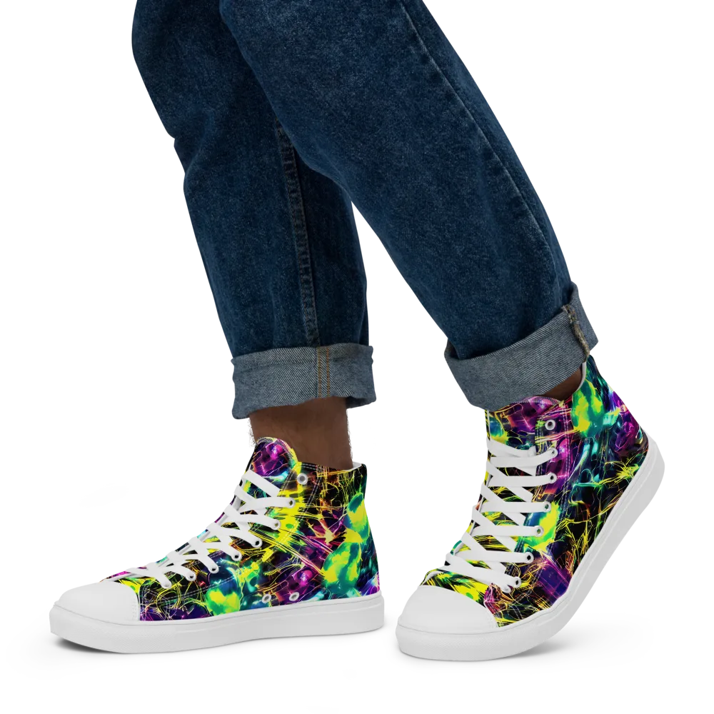 Acid Rainfall on Men's High Top Canvas Shoes — Left